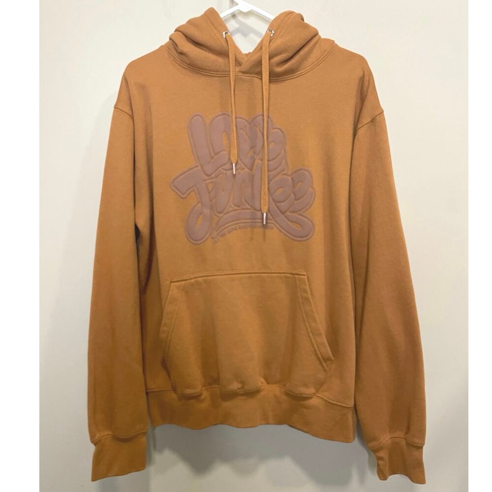 Mustard Orange Hoodie Graphic Love Junkie Size Large Streetwear